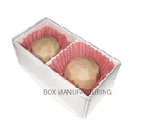 50 Pack of White Card Chocolate Sweet Soap Product Retail Gift Box - 2 Bay Compartments - Clear V382-50CHOC2BAY