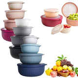 4Pcs Mixing Bowl With Lid Preparation Bowl With Color Cooking And Lid Wide And Deep Plastic Set V1366-AZ2-W-18281