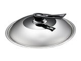Wok Lid Stainless Steel Wok Cover Pan Lid with Ergonomic Handle Steam Hole Visible Pan Lid V1294-YM0901-3113230403411