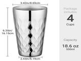 Stainless Steel Cups 19 oz, 4 Pack Large 18.6oz 550ml Stainless Steel Drinking Cups Tumbler V1192-AZ-W-6441