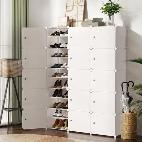 Artiss Shoe Rack Storage Cabinet DIY 15 Storage Cube Stackable White DIY-SHOE-15-WH