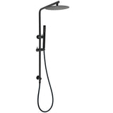 Matt Black Round 250mm Rain Shower Head Brass Handheld Slide Rail Riser Arm Set V1233-C4902B22PHT006CBKSR110B