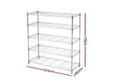 Artiss 5-Tier Kitchen Rack Shelf Shelving 120x45x179CM Adjustable Metal Storage Shelves KR-MEL-5S-120-SS
