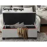 Artiss Storage Ottoman Blanket Box 97cm Button Linen Grey OTM-BT-LINEN-LI-GY