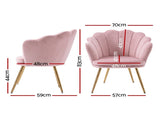 Artiss Armchair Velvet Dining Nursing Lounge Chair Metal Legs Pink UPHO-5002-VEL-PK