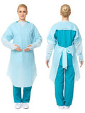 100 Pcs Disposable PPE Gown Protective Workwear Suit Thumb Hook Sleeve Coverall Apron Blue Medical V382-PPEGOWNX100