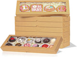 50pcs 12x5x1.5Inches Brown Cookies. with Window Bakery Chocolate Truffle Macaron V1258-DP02-C-2987