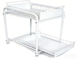 2 Tier Under Sink Storage Rack Kitchen Organizer Steel Frame with Removable Baskets & Suction Feet V324-HO-UNDSINKRACK-WH
