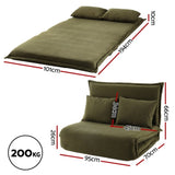 Artiss Floor Lounge Sofa Bed Foldable 2 Seater Green FLOOR-SBL-04VEL-2S-GN