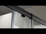 150mm Adjustable Single Door Corner Sliding Glass Shower Screen in Black V63-846321