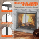 Fireplace Screen 1 Panel with Door, Sturdy Iron Mesh Fireplace Screen, 990MM Spark Guard V952-BLMHSJY3545I44JO4V0