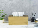 Vintage Brass Plated Metal Tissue Box Holder Cover with Removable Bottom Panel for Easy Refill, Art V1369-AZ3-W-07016