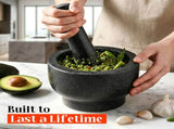 Granite Mortar and Pestle Set, 480ml Heavy Duty Stone Grinder Bowl with 15.5cm Pestle, Dark Grey, V1181-HI021