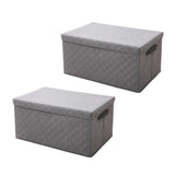 SOGA 2X Small Grey Non-Woven Diamond Quilt Grid Fabric Storage/Organizer Box SBOX041X2