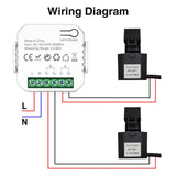 Smart Energy Meter TY Power Consumption Monitor with 2 80A CT Clamp Electricity Statistics Current V1294-YM0901-HS7028