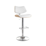 Artiss Bar Stools Kitchen Dining Chairs Gas Lift Stool Wooden Leather White BA-TW-8095-WH