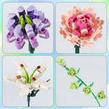 Flower Bouquet Building Blocks Artificial Pink Carnation Botanical Collection Bricks Sets Kits V1369-AZ3-W-22273