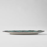 Plate Leaf Shape 32.5x13.5cm Sky Blue Glaze V637-C0700
