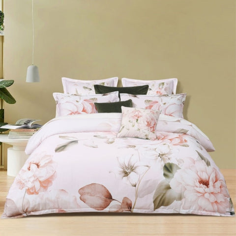 Bianca Layla White Floral Printed Cotton Sateen Quilt Cover Set King V442-BCA-QUILTCS-LAYLA-WHITE-KI