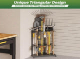 Mutifunctional Garden Tool Rack for Corner with Space Saving Triangular Design & Dual-Layer Grid V888-ELOSUNG52747
