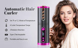 Portable Wireless Automatic Hair Curler for Travel with LED Temperature Display, Timer and USB V178-12151