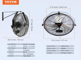 Industrial Wall Mount Fan Waterproof Metal Fan 17.6'' 3 Speed Airflow V952-GYBGSFS18INCH2HS2V3