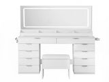 Artiss Dressing Table Makeup Vanity Desk Large LED Mirror 10 Drawers Power Outlet Hair Dryer Holder FUR-V-DRESS10-WH-ABC