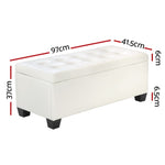 Artiss Storage Ottoman Blanket Box 97cm Leather White OTM-L2-WH