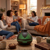 (2-Pack) 500mL Wood-Grain Ultrasonic Diffuser and Humidifier, 7-Color LED Night Light with Timer, V1265-AU-179-QIANMU-2