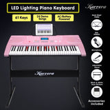 Karrera 61-Key Electronic LED Piano Keyboard with Stand - Pink EKB-CHJ-61-PK-LED