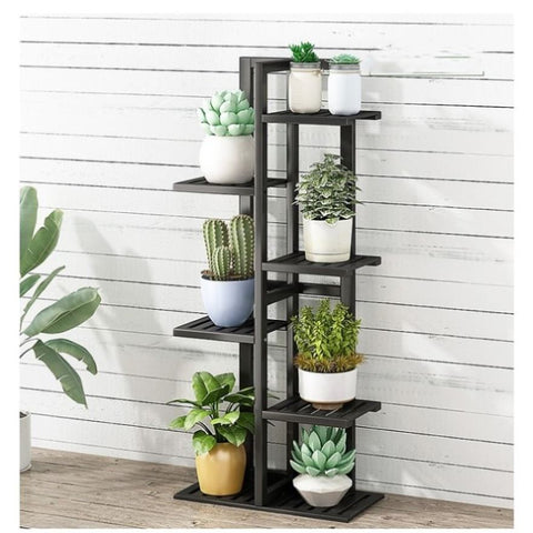 6 Tiers Vertical Bamboo Plant Stand Staged Flower Shelf Rack Outdoor Garden V63-837961