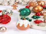42-Piece Hand-Painted Christmas Tree Ornament Set with Red Green Gold Baubles, Gingerbread Men, V1341-ZY-W4SRW8S4-D