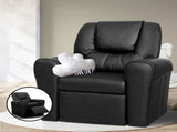 Keezi Kids Recliner Chair PU Leather Sofa Lounge Couch Children Armchair Black KID-RECLINER-BK