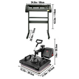 5 In1 12" X 15" Heat Transfer Press 28 Inch Vinyl Cutter Machine Kit Software V952-FM1151+KZJ-720001V3