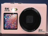 5K HD Dual Screen Digital Camera Point and Shoot Selfie Camera with LED Fill Light - Pink V1263-JX-6753-2