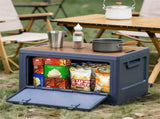 40cm Blue Multifunctional Foldable Storage Box with Wooden Lid - Collapsible Outdoor Camping Crate, V888-ELOSUNG18392