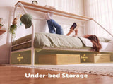 Artiss Single House Bed Frame Metal Canopy Bed Storage Shelf for Kids White MBED-D-HOUSE-S-WH-AB