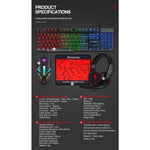 T-Wolf TF800 RGB 4-pcs Gaming Keyboard/Mouse/Headphone/Mouse Pad Kit Set V28-ELETEQTF800