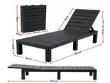 Gardeon Sun Lounge Outdoor Folding Recliner Patio Pool Beach Chair Slatted Black FSL-02-STR-BK