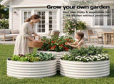 Green Fingers Round Metal Raised Garden Bed 90x45cm Planter Box White GARDEN-AG-ROU-9045-WH