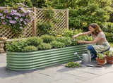 Green Fingers Oval Raised Garden Bed Galvanised Planter Box Rust Resistant 240x60x45cm Green GB-OVAL-2406045-GE