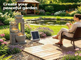 Gardeon Solar Fountains Water Features Cascading Design Polyresin 80cm Grey FOUNT-SQUARE-BOWL-4LVL
