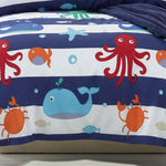 Jiggle & Giggle Sea Creature Quilt Cover Set Double V442-PIL-QUILTCS-SEACREATURE-NAVY-DS