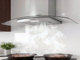 Devanti 90cm Range Hood Curved Glass Canopy Rangehood Kitchen Exhaust Fan RH-D-V17-90