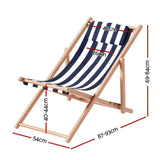 Gardeon Outdoor Deck Chair Wooden Sun Lounge Folding Beach Patio Furniture Blue WOOD-B-BC-6021T-BW