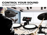 Karrera TDX-16 Electronic Drum Kit with LCD, Toms, Snares Quiet Mesh Pads & Pedals, Adjustable ELE-DRM-5PC