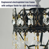 Vintage Wall Light Sconce with Clear Crystals, Black and Gold Glass Wall Lamp, 3-Mode Dimmable LED V767-LT-X142