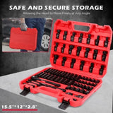 71-Pieces 3/8" Drive Master Impact Socket Set SAE Metric Universal Joint Adapter V465-84100