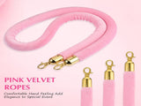 4 Pieces Pink Velvet Stanchion Rope 5 Feet Ropes with Gold Clasps for Party Hotels Wedding Movie V1259-DP01-A-5521