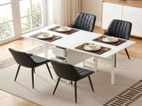 Artiss Dining Table and Chairs Set 5pcs Foldable Kitchen Furniture with 2 Drawers Black and White DSET-CHANGE-DIN-2602-BKX4